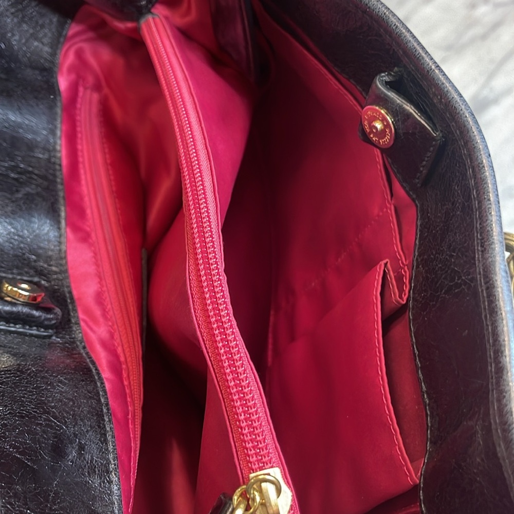 Coach Poppy Push Lock Black Leather Tote/ Shoulder Bag with Coach Dust Bag - Picture 8 of 10
